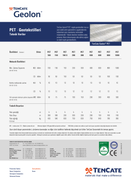 TenCate Geolon&reg; PET Teknik Verileri