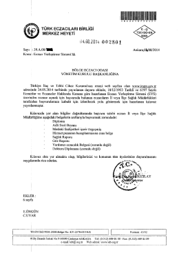 YAZI - Trabzon Eczacı Odası