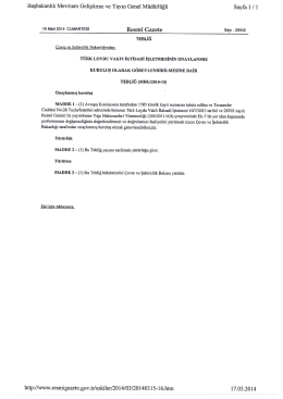 Başbakanlık Mevzuatı Geliştirme ve Yayın Genel M&uuml;d&uuml;rl&uuml;ğ&uuml; Sayfa I l l