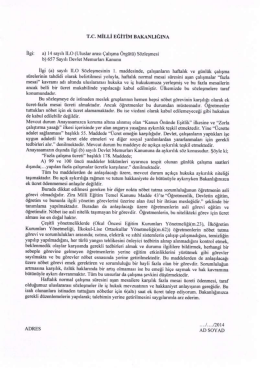 tac. MİLLİ aĞiTtııı sakanu&ouml;ısa ilgi: a] l4 sayılı [L&Uuml; - T&uuml;rk Eğitim-Sen