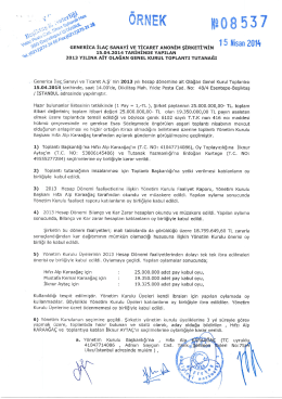 2013 YILINA AİT oLAĞAN GENEL KURUL TOPLANTI