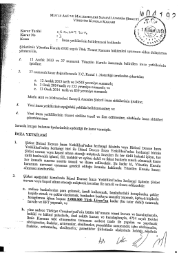 18 Subat 2014 tarihli Yonetim Kurulu Karari