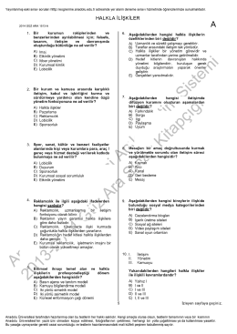 A&Ouml;F Halkla İlişkiler &Ccedil;ıkmış Sorular | 2014 Ara Sınav İNDİR | G&uuml;z