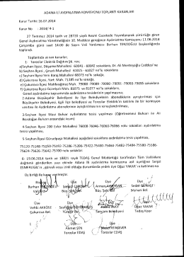 Adana Valiliği Komisyon Kararları