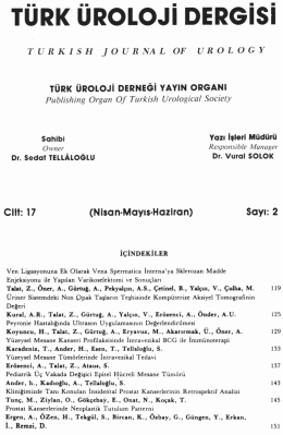 T&uuml;m( &uuml;ııoLoJi DERGİSİ - Turkish Journal of Urology