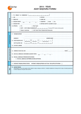 2014 - YDUS ADAY BAŞVURU FORMU