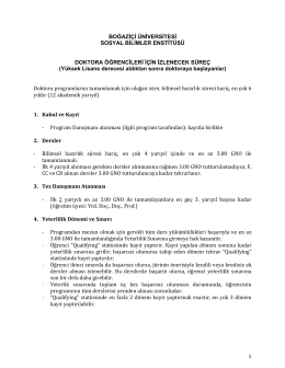 SBE Guidelines for Doctoral Students (in Turkish)