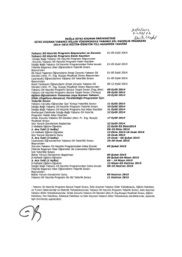 2014-2015 Akademik Takvim - Sıtkı Ko&ccedil;man Yabancı Diller