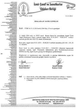 2014/69 - Kayıt &Uuml;creti ve Yıllık Aidat