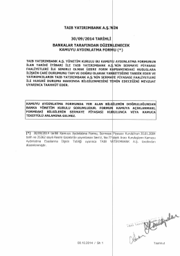 Bankamız Kamuyu Aydınlatma Formu