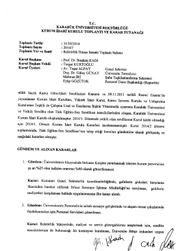 2014 Yılına Ait Toplantı Tutanakları - Genel Sekreterlik