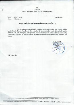 201401 Satış 09/09/2014 - Konya B&uuml;y&uuml;kşehir Belediyesi