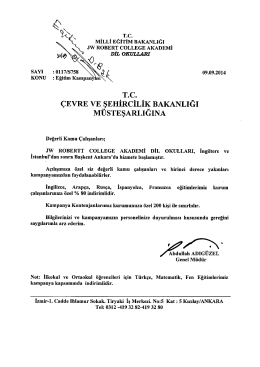 T.c. MİLLİ EĞİTİM BAKANLIĞI Jw RoBERjr coLLEGE AKADEMİ DIL