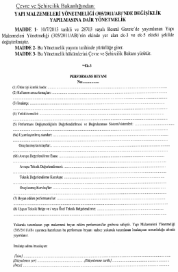 Yapı Malzemeleri Y&ouml;netmeliği (305/2011/AB)