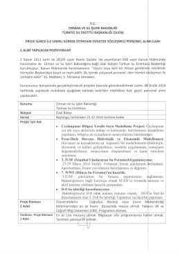PROJE sÜREsi iLE sINIRLI sÜREDE isTiHDAM EDİLECEK