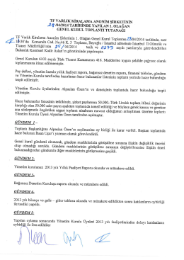 TF VARLIK KİRALAMA ANONİM şİRKETİNİN