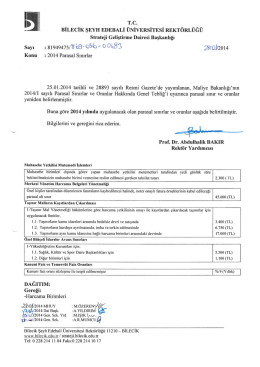 2014 Yılı Parasal Sınırlar - Bilecik Şeyh Edebali &Uuml;niversitesi Strateji