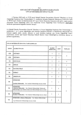 G&ouml;revde Y&uuml;kselme ve Unvan Değişikliği Sınav İlanı