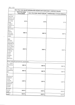 2014 Yılı Yazı İşleri M&uuml;d&uuml;rl&uuml;ğ&uuml; Hizmetleri &Uuml;cret Tarifesi