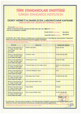 tse deney hizmeti alınabilecek laboratuvar kapsamı