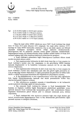 MERS-Cov Hakkında bakanlık bilgilendirme yazısı