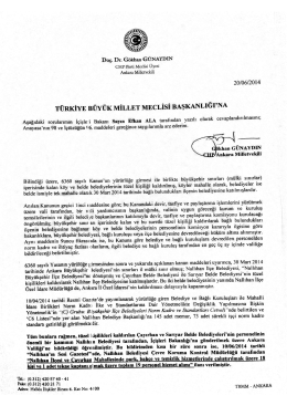 T&Uuml;RKİYE B&Uuml;Y&Uuml;K MİLLET MECLİSİ BAŞKANLIĞrNA