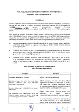 02 Haziran 2014 Olağan&uuml;st&uuml; Genel Kurul Toplantı Tutanağı