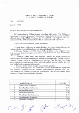 Fiyat Tespit Komisyonu Kararı