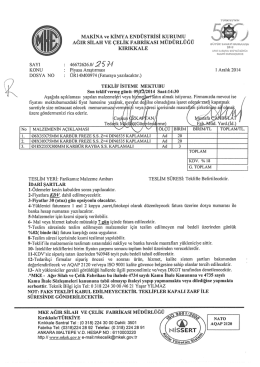 Teklif İsteme Mektubu Ve Teknik &Ouml;zellikler rsmb 14-974