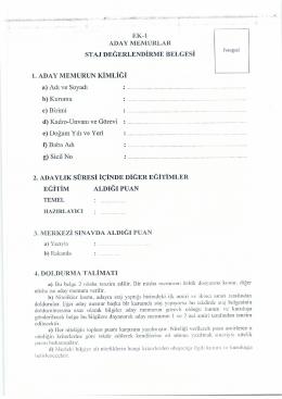 sTAJ DEĞERLENDİRME BELGESİ F&deg;İ&deg;ğmf