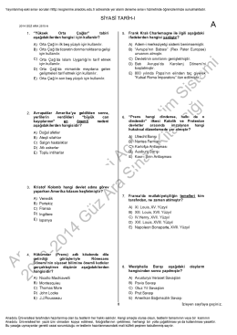 A&Ouml;F Siyasi Tarih 1 | 2014 Ara Sınav İNDİR