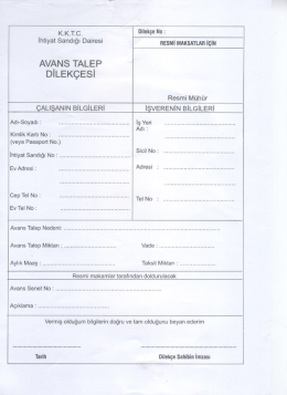 Avans TALEP DıLEK&Ccedil;EsI - İhtiyat Sandığı Dairesi
