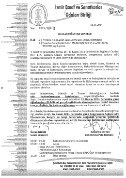 oDALARAéisAYıLı GENELGE - İzmir Esnaf ve Sanatkarlar Odaları