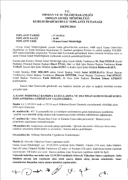 2014 Ekim KİK Tutanağı - Orman Genel M&uuml;d&uuml;rl&uuml;ğ&uuml;