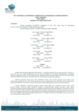 Tadil Tasarısı Yeni Şekil Sermaye ve Hisse Senedi 1