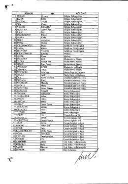 2014 - 2015 D&ouml;nemi Staj Listesi