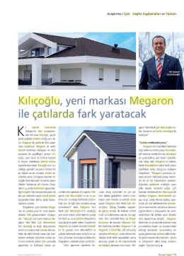 Megaron Çatılarda Fark Yaratacak Kasım 2014 DETAYLAR