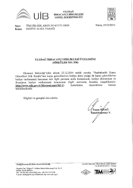 550__ HEDİYE ALMA YASAĞI HK. - Uludağ İhracat&ccedil;ı Birlikleri