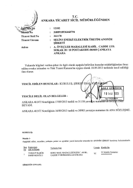 ~ f ANKARA TİCARET sİcİL M&Uuml;D&Uuml;RL&Uuml;Ğ&Uuml;NDEN