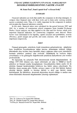 İnşaat Şirketlerinin Finansal Verilerinin Değerlendirmesinde Fakt&ouml;r