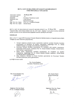 01 Nisan 2014 tarihli Y&ouml;netim Kurulu Kararı
