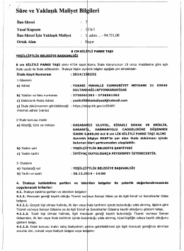 VS.&uuml;ı=e ve Yaklaşık Maliyet Bilgileri