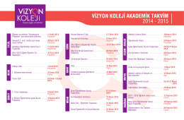 JP vizYoN KOLEJİ AKADEMİK TAKVİM