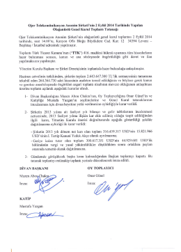 Olağan&uuml;st&uuml; Genel Kurul Toplantı Tutanağı - 2 Eyl&uuml;l