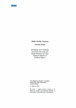 30/06/2014 tarihli Finansal Tablolar ve Tamamlayıcı Dipnotlar