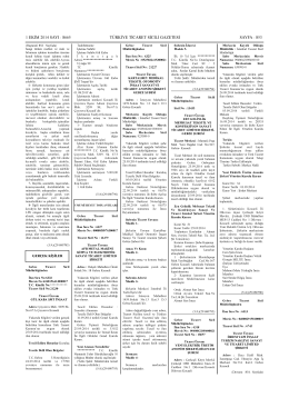 1 EKllVI 2014 SAYI 2 8665 TURKIYE TICARET SICILI GAZETESI