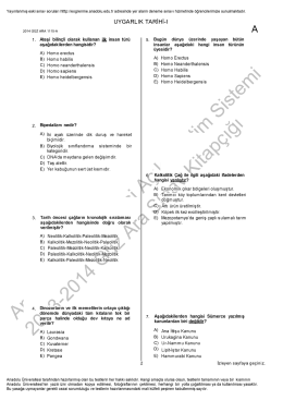 A&Ouml;F Uygarlık Tarihi 1 | 2014 Ara Sınav İNDİR