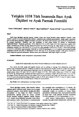 Yetişkin 1038 Türk İnsanındaBazı Ayak 1