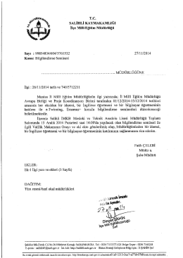 T.c. sALİHLİ KAYMAKAMLIĞI İlçe Milli Eğitim Müdürlüğü