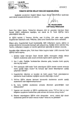 Yazılı Soru Önergesinin Metni - Türkiye Büyük Millet Meclisi